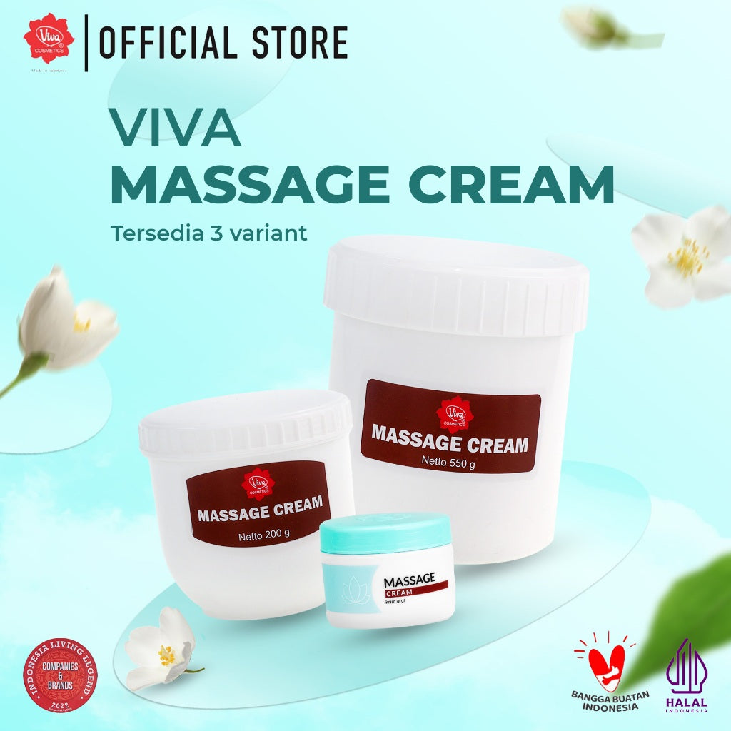 Viva Massage Cream (tersedia dalam 3 varian: 30 gr, 200 gr dan 550 gr)