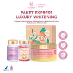 Noera Paket Express Luxury Whitening | Collagen Drink + Glow Me Skin + Glutha Booster + Whitening Booster Night Vitamin Lotion | Improved Formula