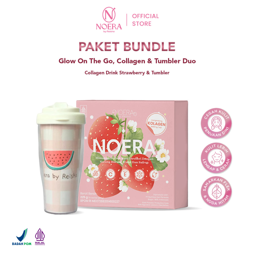 Noera Paket Collagen Drink Improved Formula + Tumbler Random | Minuman Kolagen Pencerah Kulit With L-Glutathione | Collagen Beauty Drink Untuk Kulit Cerah dan Glowing