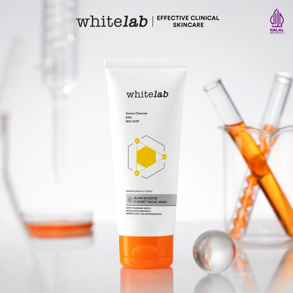 Whitelab Glow Booster C-Dose+ Facial Wash - Sabun Pembersih Muka Pencerah dengan Amino Cleanser Gentle Anti Iritasi [BPOM]