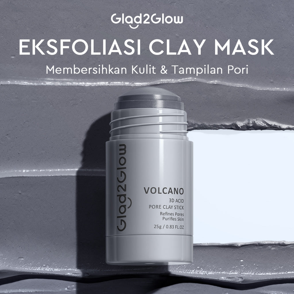 Glad2Glow Volcano 3D Acid Pore Clay Stick Masker Wajah Clay Masker Stik Deep Cleansing Pori Pori Masker Komedo Dan Pori Pori Wajah Pembersih Komedo clay Masker Masker Organik Masker Jerawat Sheetmask Masker Glad2Glow Clay Mask Masker G2Glow Official Store