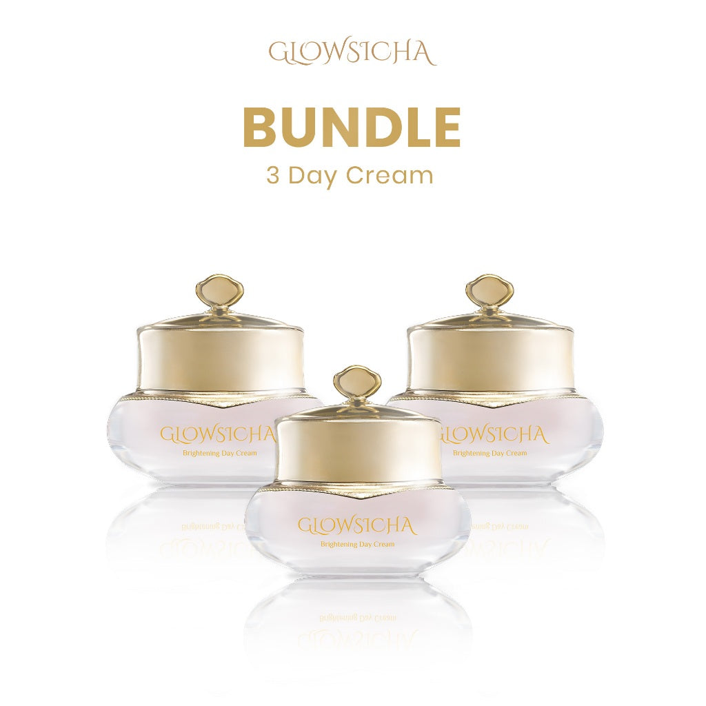 Glowsicha Bundle 3pcs Day Cream - Krim Siang Cerah Glowing Niacinamide Pearl Extract Skincare Harian Mencerahkan Krim Wajah Pagi Instan Cerah Lembut Halus Melembabkan Anti Kusam Krim Siang Harian BPOM Moisturizer Lengkap