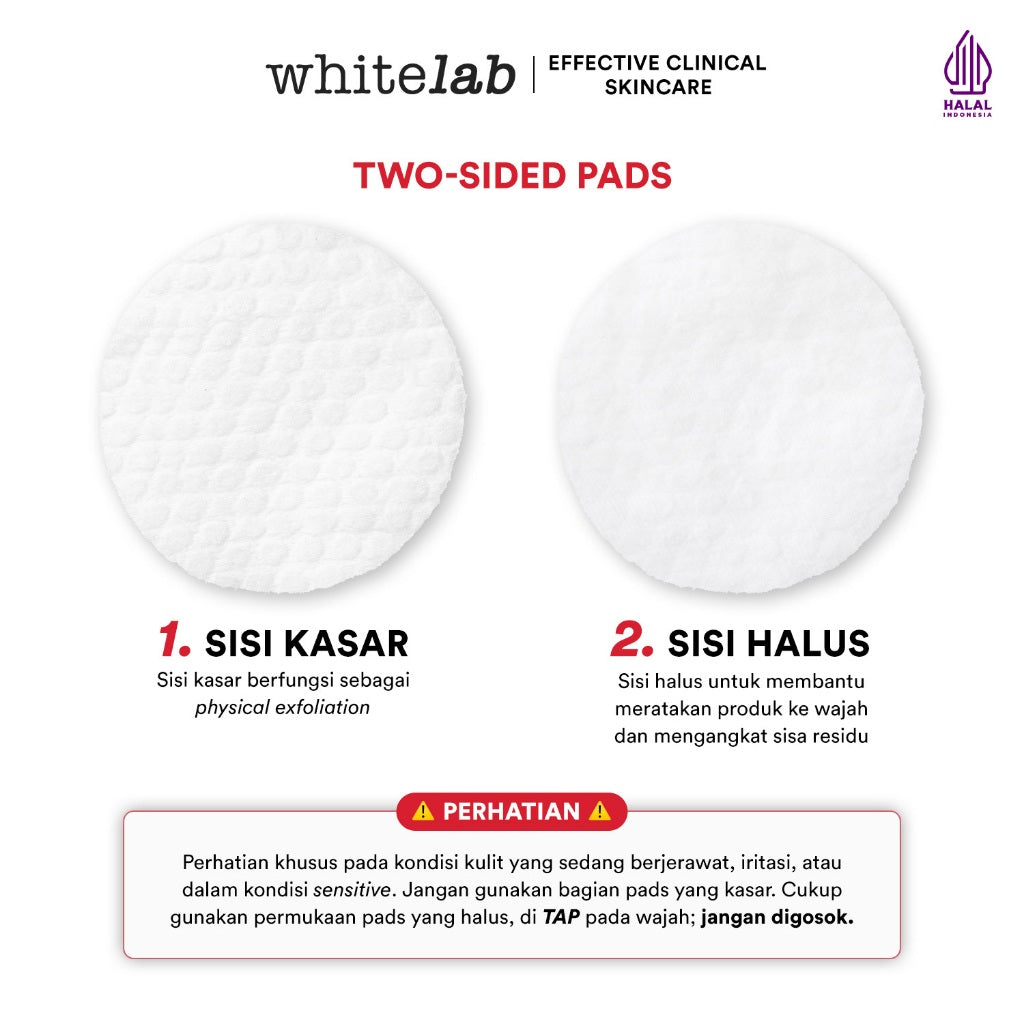 Whitelab Exfoliating Pads Peeling AHA BHA PHA - Pads Eksfoliasi Pengangkat Sel Kulit Mati Memperbaiki Tekstur Kulit & Komedo [BPOM]