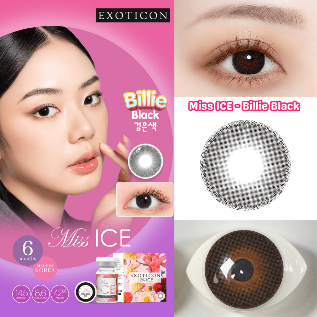 Exoticon Softlens Miss ICE Series Selena (Grey) | Billie (Black) | Kendal (Mint) | Soflens Minus