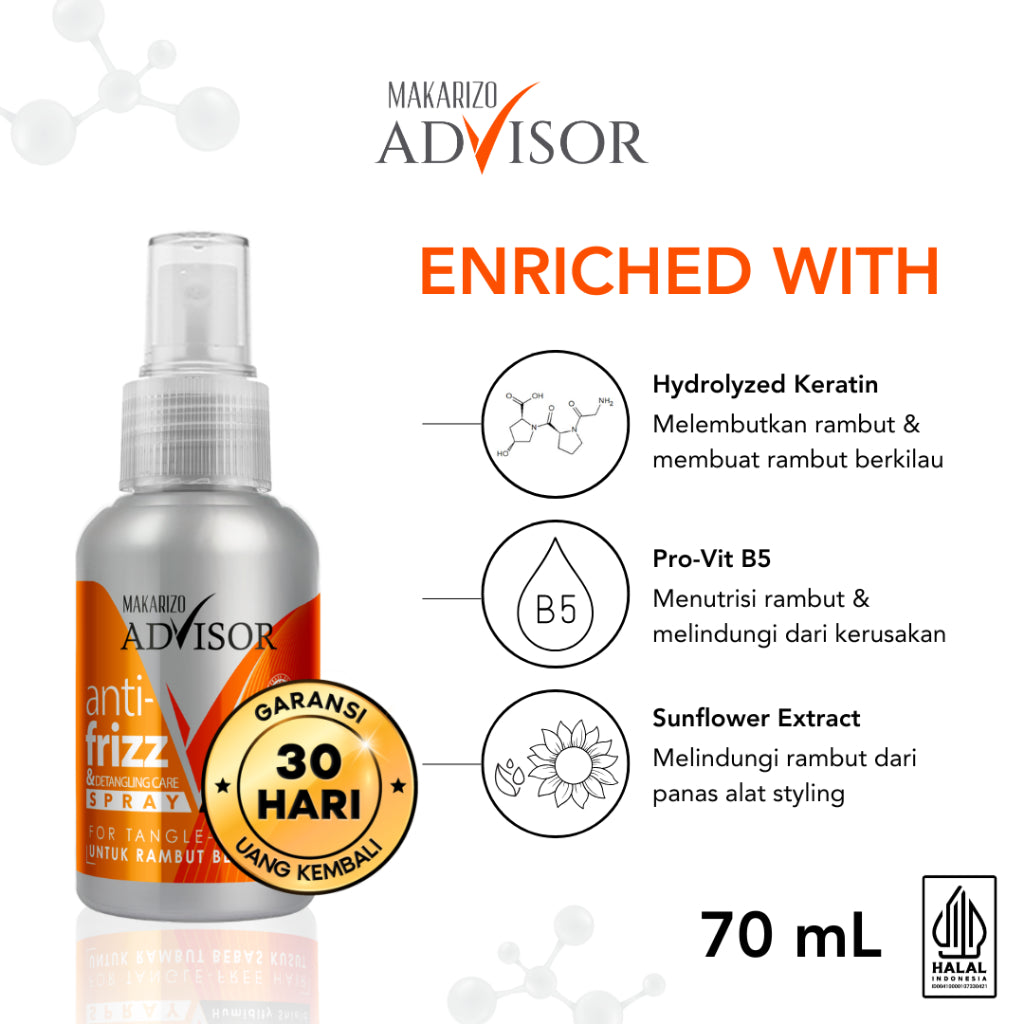 PAKET RAMBUT KUSUT & NGEMBANG - Makarizo Advisor Hair Repair Mask 45mL + Anti Frizz 70mL
