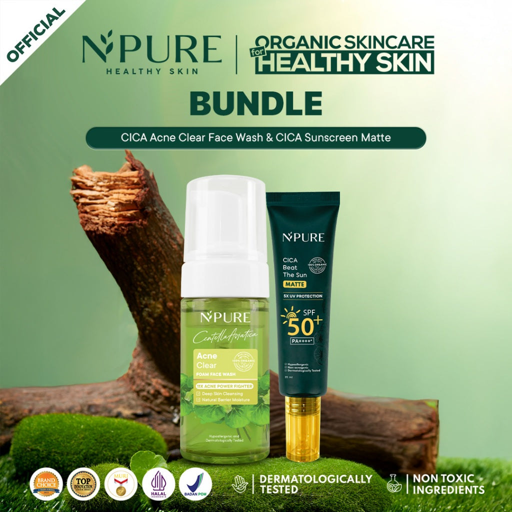CLEANSER + SUNSCREEN - NPURE Cleanser Cica Marigold Noni Licorice + NPURE Cica Beat The Sun Matte / Cleanser Non-SLS / Sunscreen Wajah