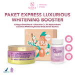 Noera Paket Express Luxurious Whitening Booster | Gluta ALA-C, Collagen Drink Improved Formula, & 5% ALPHA ARBUTIN Luxurious Whitening Booster Body Serum Essence