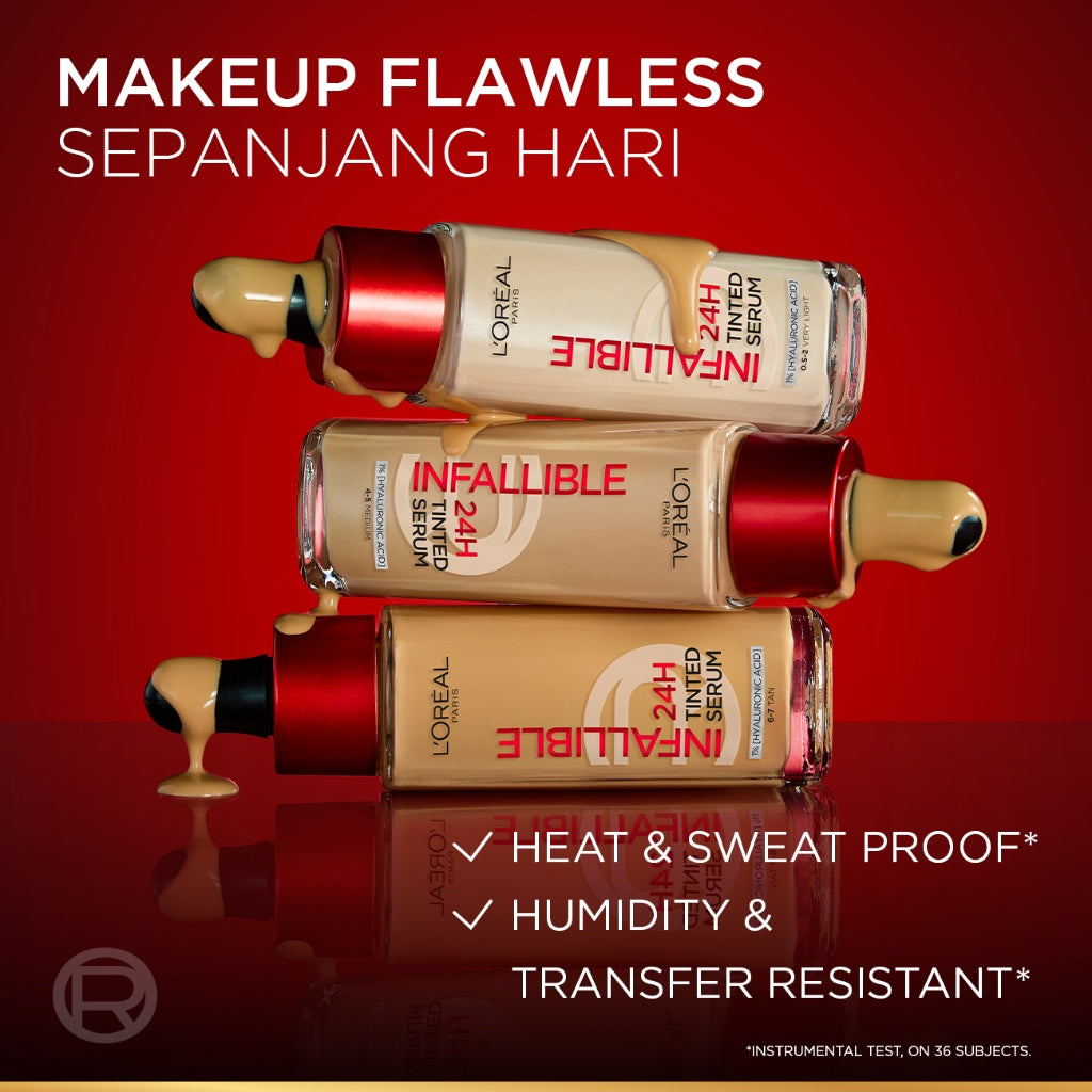 [BARU] L'OREAL PARIS INFALLIBLE 24H TINTED SERUM FOUNDATION LIGHTWEIGHT BREATHABLE RINGAN TAHAN HINGGA 24 JAM