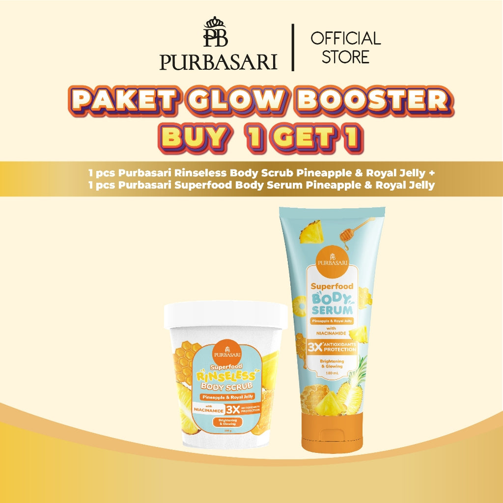 Glow Booster Package - Purbasari Superfood Body Serum 180ml / Purbasari Superfood + New Superfood Rinseless Body Scrub Tanpa Bilas 200gr