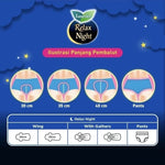 Laurier Relax Night Pembalut Wanita Wing Malam 40 cm 8 pcs
