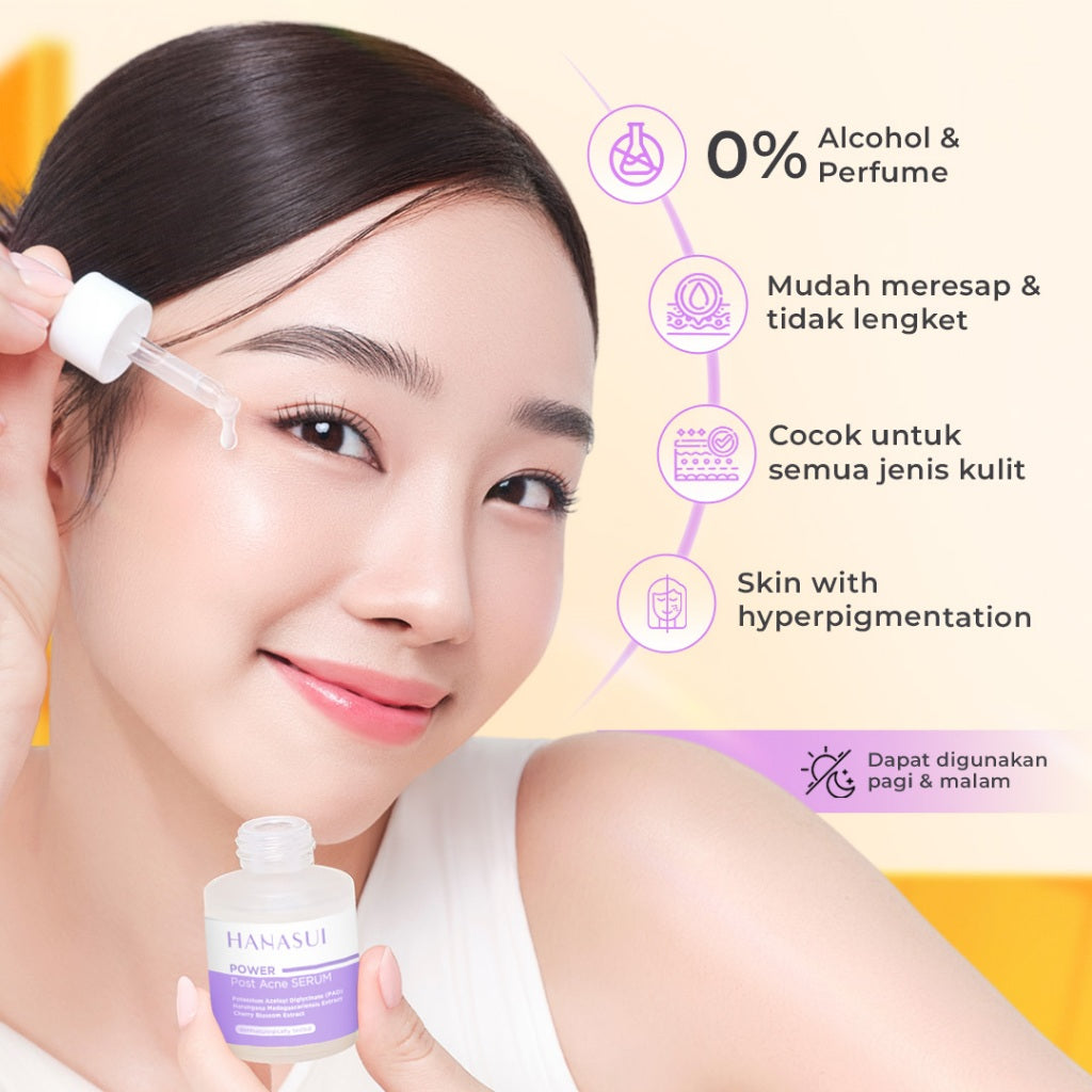 Hanasui Power Post Acne Serum - Pudarkan Bekas Jerawat PIE & PIH Mencerahkan dan Kurangi Kemerahan Cegah Jerawat Kembali