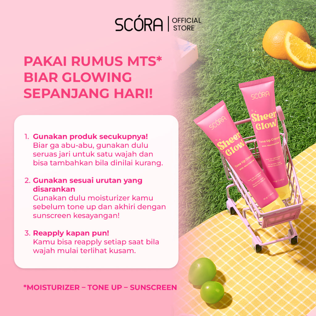 SCORA Bright Me Up Sunscreen 40 Gr + SCORA Gentle and Soothe Micellar Cleansing Water 100ML + Scora Sheer Glow Tone Up Cream 30 mL + SCORA Gentle Low pH Cleanser 100ml