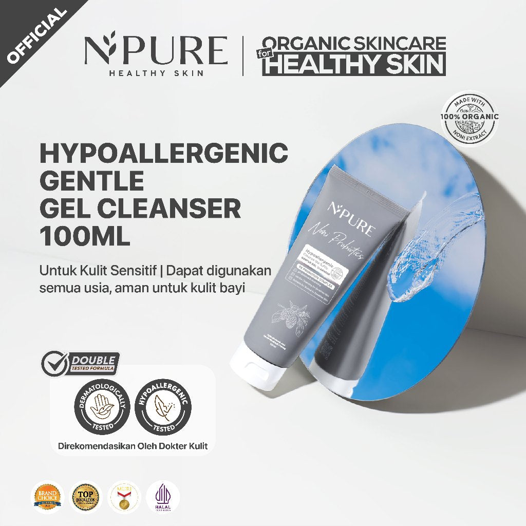 NPURE Cleanser Gel Noni 100ml / Sabun Muka Kulit Sensitif / Gentle Skin Cleanser / Pembersih Wajah Hypoallergenic / Eksim / Eczema / Semua Jenis Kulit