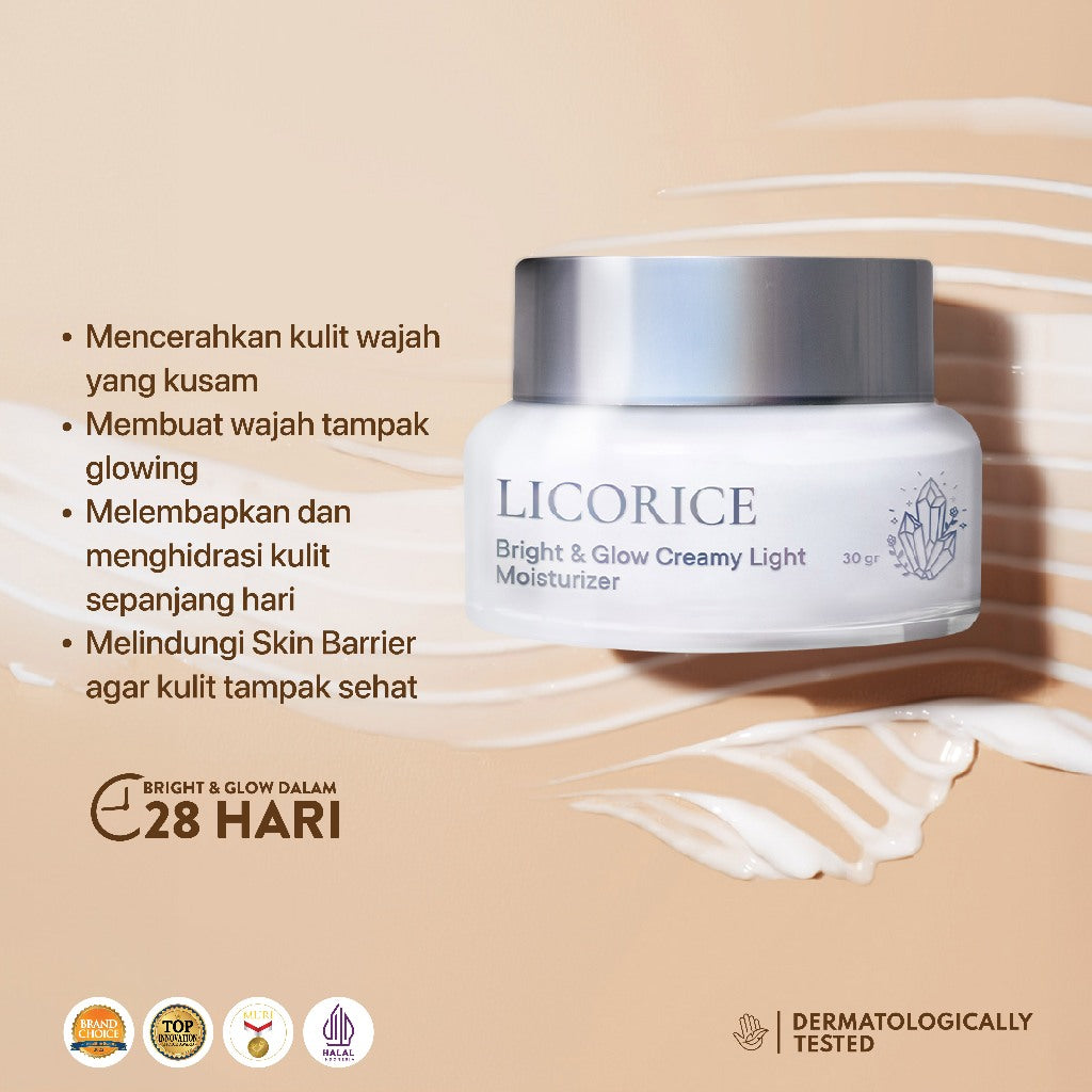 NPURE Licorice Bright & Glow Creamy light Moisturizer  / Creamy Light / Brightening Cream / 5X Bright Boost / Pelembap Wajah Cerah Glowing Semua Jenis Kulit