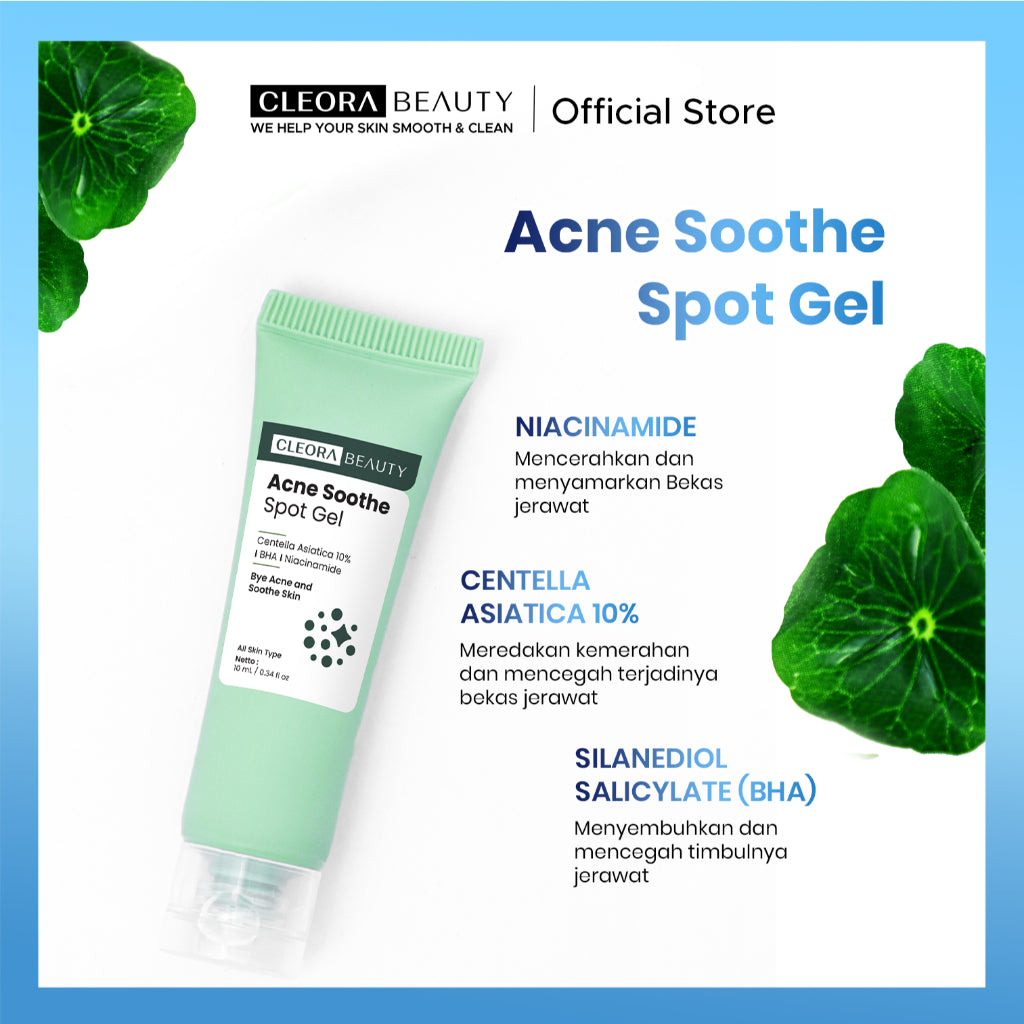 Cleora Brightening Acne Care Set Special 4in1 - Paket Skincare Wanita Pria Sabun Cuci Muka, Serum Eksfoliasi, Moisturizer Gel, Obat Totol Jerawat dan Bekasnya, Mencerahkan Wajah & Perbaiki Skin Barrier