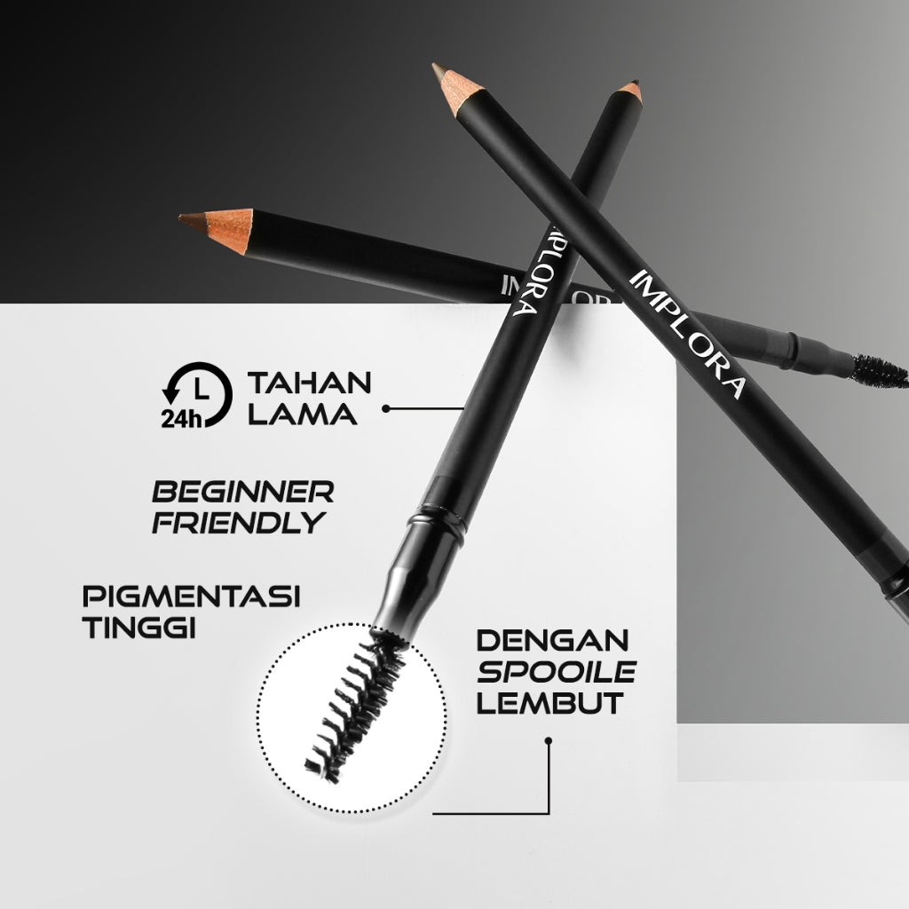 Implora Urban Eyebrow Pencil | Pensil Alis Black Brown Dark | Waterproof | Prilly's Choice
