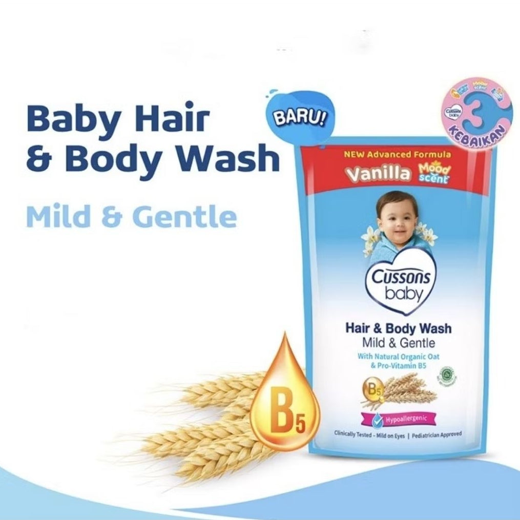Cussons Baby Mild & Gentle Sabun Mandi & Sampo Bayi Vanila Refill 375 ml