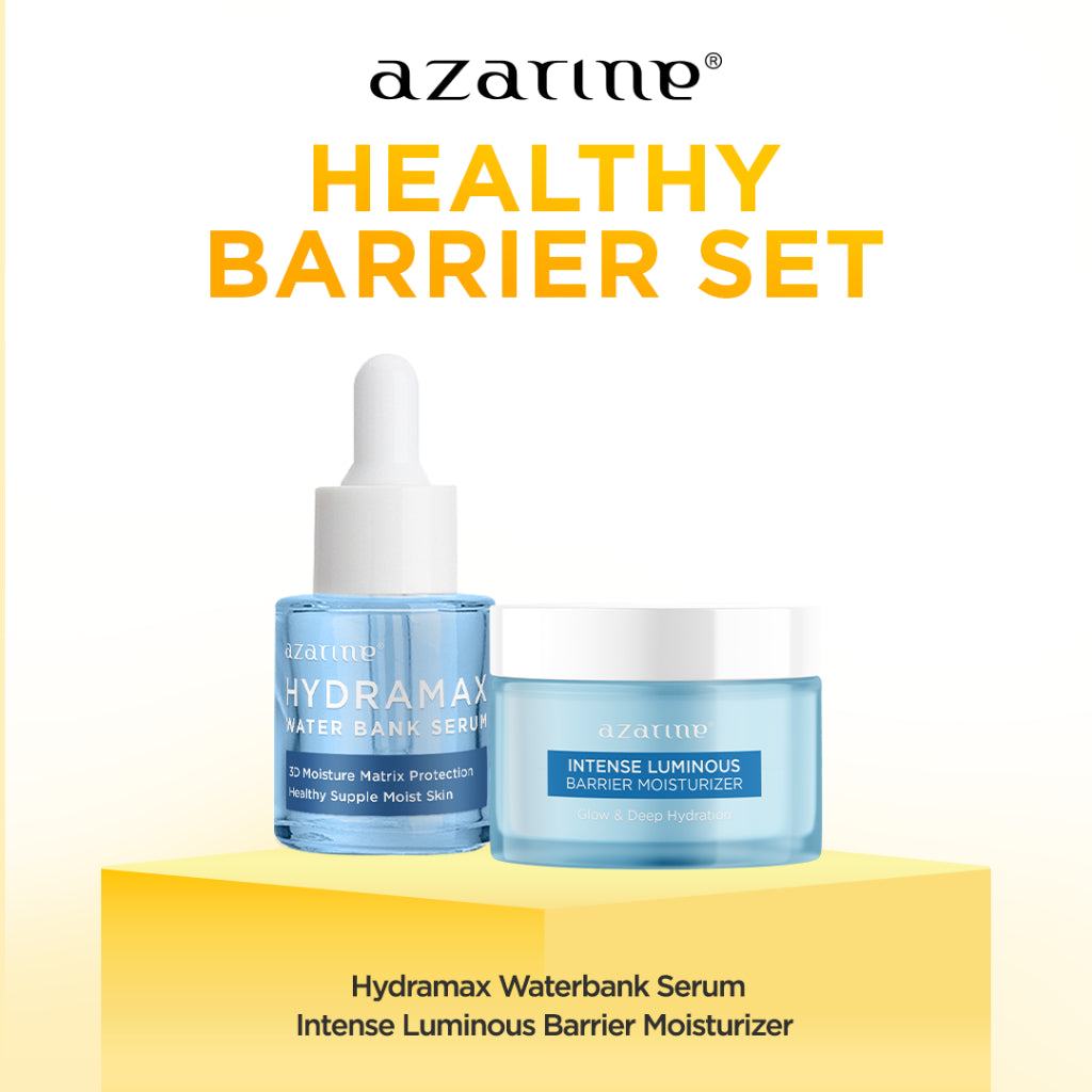 Azarine 2 Pcs Paket Barrier Moisturizer Series with Serum Anti Acne Pelembab Wajah Instant Moist Mencerahkan Kulit Kusam Berjerawat Sensitif 30g