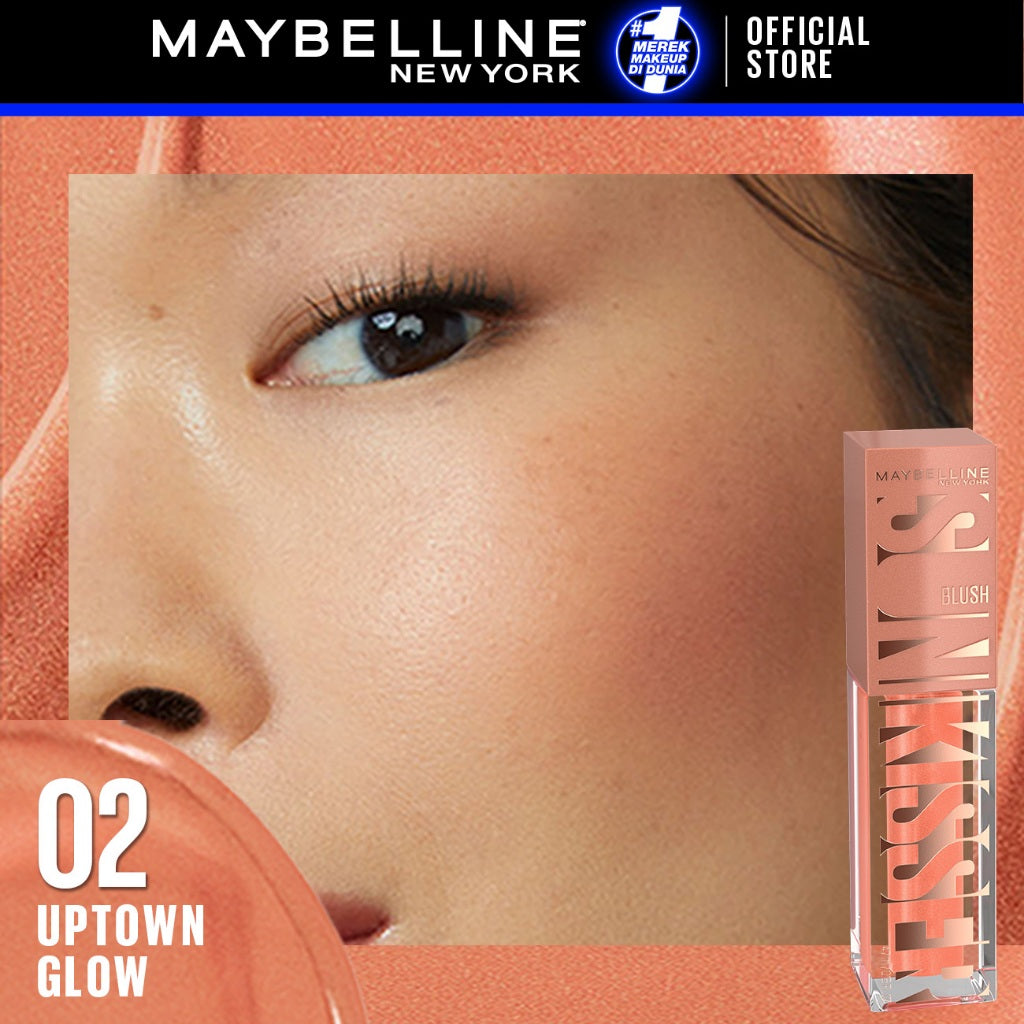 MAYBELLINE OFFICIAL Sunkisser Liquid Blush 5.4mL Instant Fresh Cheeks Glow Matte Cream Blush Liquid Blush Highlighter Blush On Cair Buildable Mudah Di Blend Pigmented Ringan Tahan Lama Tinted Serum