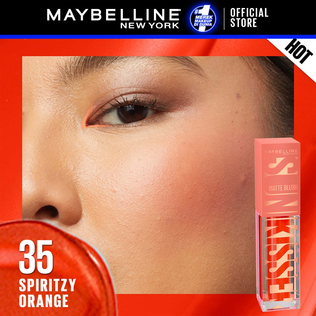 MAYBELLINE OFFICIAL Sunkisser Liquid Blush 5.4mL Instant Fresh Cheeks Glow Matte Cream Blush Liquid Blush Highlighter Blush On Cair Buildable Mudah Di Blend Pigmented Ringan Tahan Lama Tinted Serum