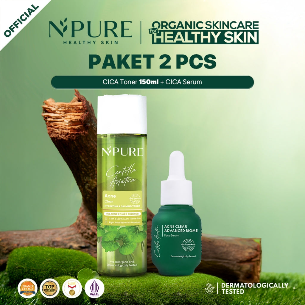 PAKET 2PCS - Npure Paket Toner + Serum / Acne Care / Brightening / Anti-Aging / Sensitive Skin / Kit Perawatan Kulit