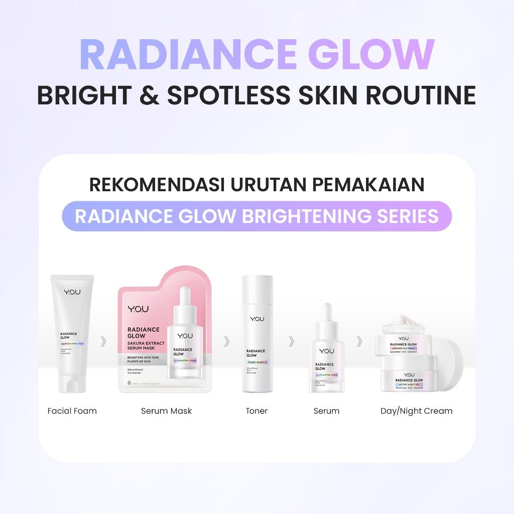 YOU Radiance Glow Sakura Extract Serum Mask Serum Pencerah Sheet Mask Brightening Atasi Kulit Kusam Berminyak dan Sensitif