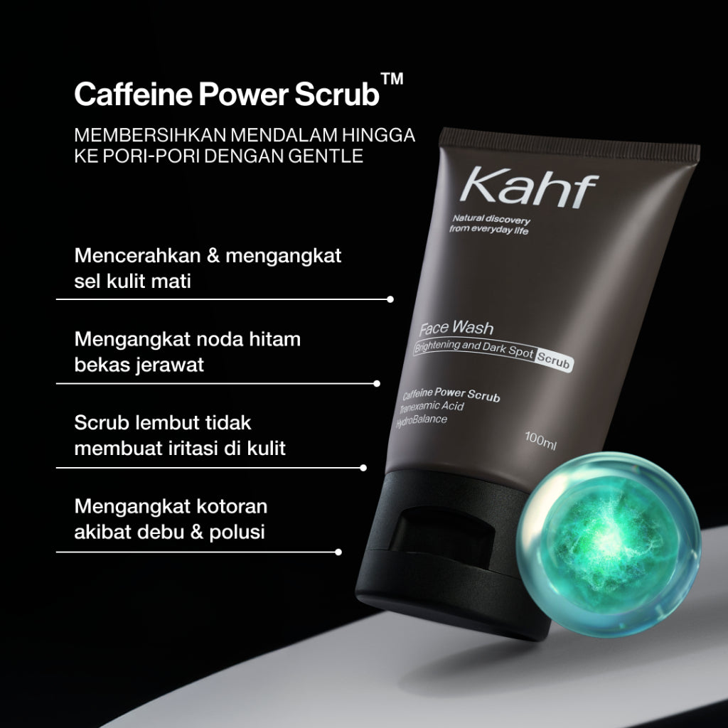 Twin Pack Kahf Face Wash Brightening and Dark Spot Scrub 100 ml - 2 pcs Sabun Cuci Muka Pria Anti Noda Hitam Bekas Jerawat - Suitable for Daily Use
