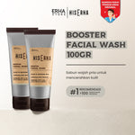 HIS ERHA Brightening Booster Facial Wash 100G (2pcs) - Sabun Cuci Muka Pria untuk Mencerahkan wajah, Angkat Kulit Kusam, Lembap, Tanpa Rasa Ketarik, Tanpa Iritasi, Wangi Segar Maskulin, Verified by Dermatologist, 4% Niacinamide & Sferis Gentle Scrub