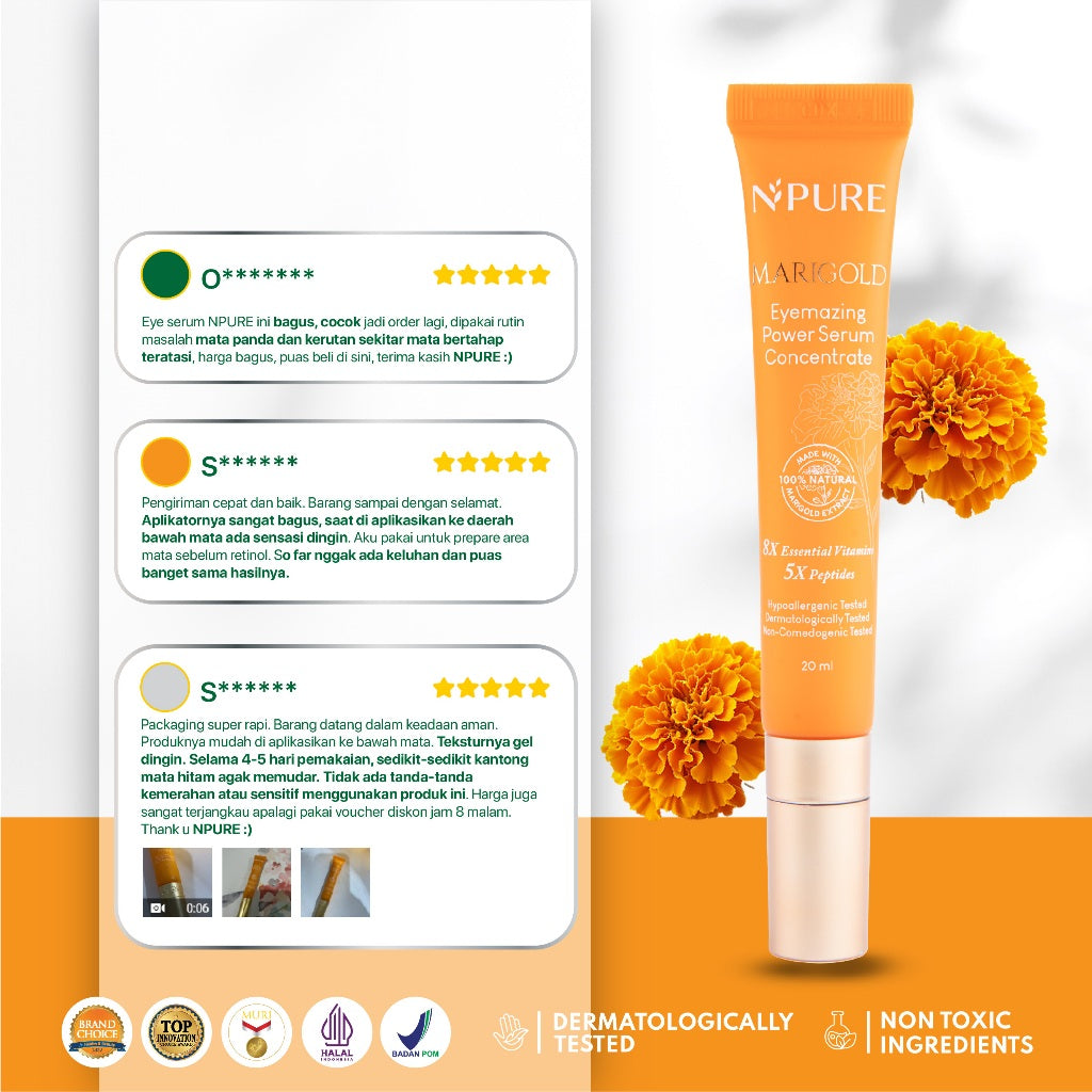 NPURE Eye Serum / Marigold / Eyemazing Power Serum Concentrate/ Krim Mata / Anti Mata Hitam Panda / Kantong Mata