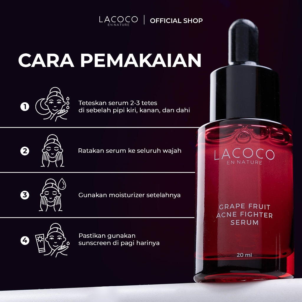[Twin Pack] [Abel Cantika's Picks] Lacoco Grape Fruit Acne Fighter Serum Skincare Jerawat Meradang Beruntusan Glow Swiss Glad Skint