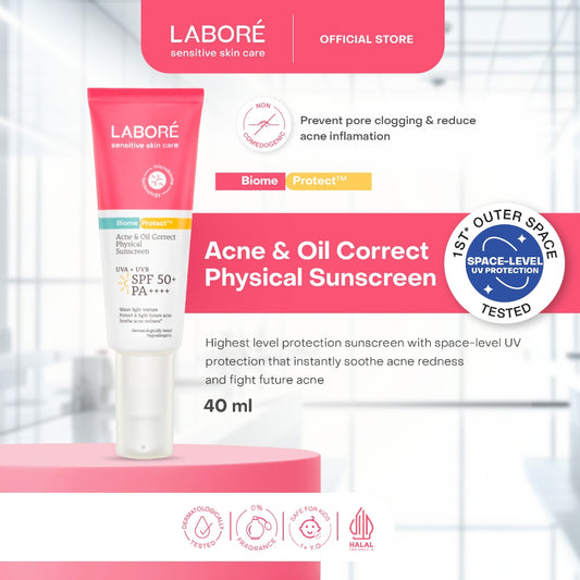 Labore Acne Oil Correct Physical Sunscreen SPF50 PA 40ml-10ml - Acne-Sunscreen Pertama Perlindungan Terkuat dari Sinar UVA UVB