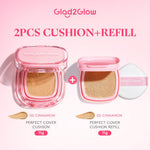 Glad2Glow Perfect Cover Cushion Oil-Control matte  Foundation Waterproof Sweatproof Finish Poreless Cushion Refill BB CC Cream Makeup refill g2glow official store