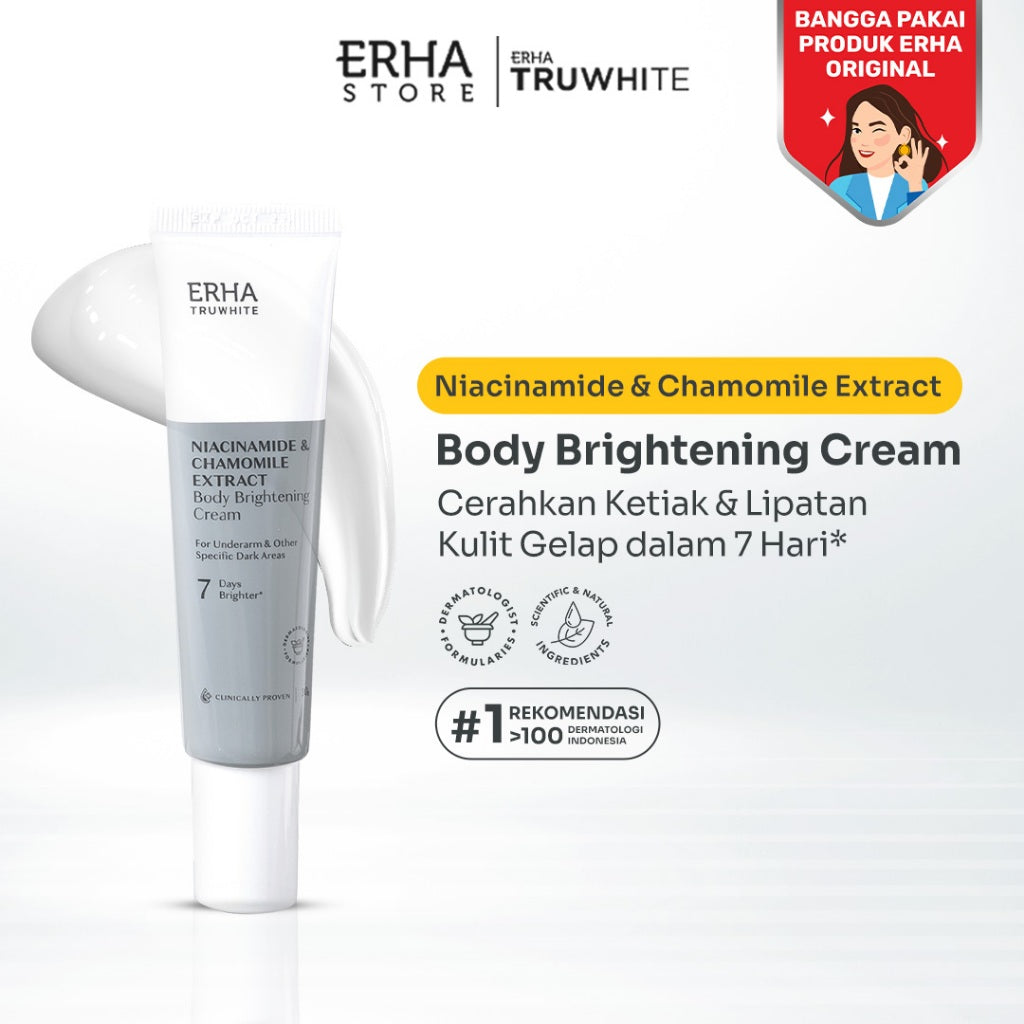 ERHA Truwhite Niacinamide & Chamomile Extract Body Brightening Cream 30g - Krim Pencerah Badan dan Ketiak