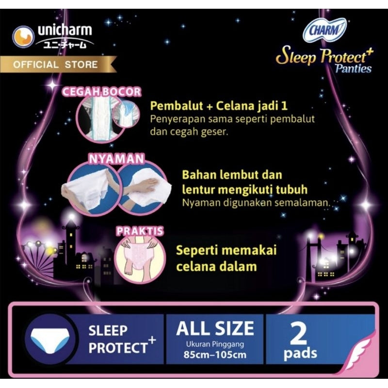 Charm Sleep Protect+ Pembalut Celana Menstruasi Wanita 2 pcs