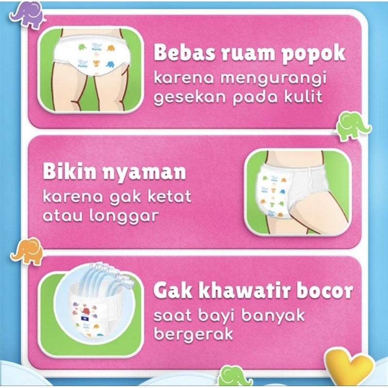 Baby Happy Body Fit Pants Popok Celana S 38+2 pcs