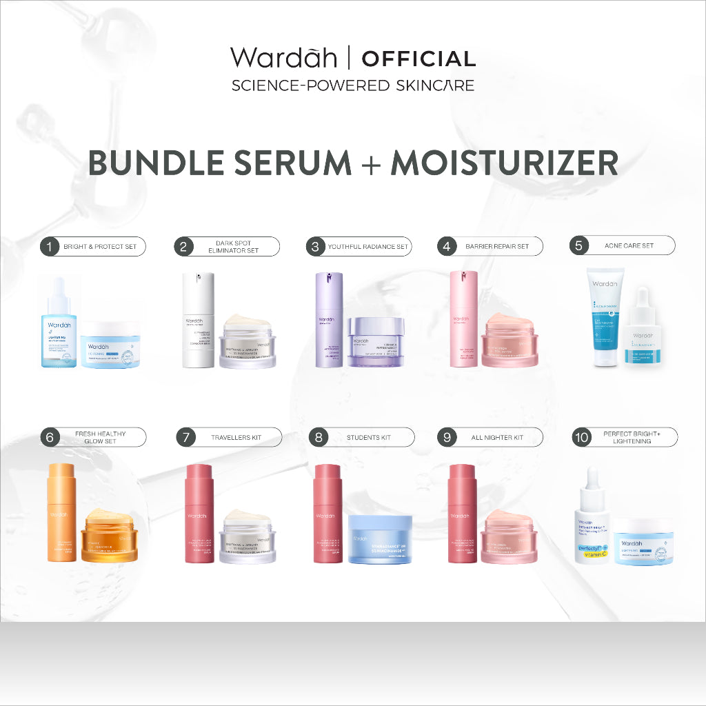 WARDAH Perfect Set Moisturizer + Serum For Perfect Result (Symradiance, Peeling, Brightening, Dark Spot Eliminator, Barrier Repair, Youthful Skin, Acne Care, Glowing) - Skincare
