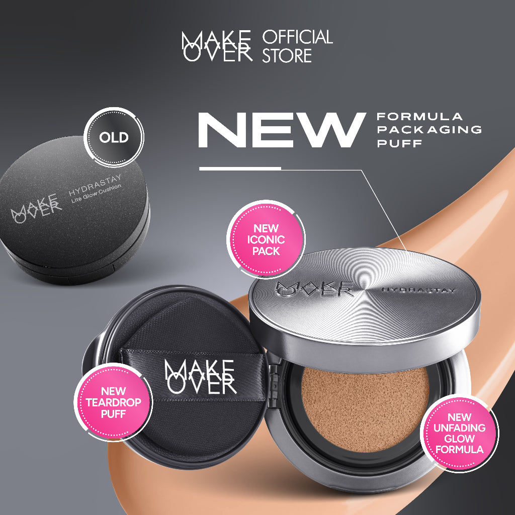 [SPECIAL 11.11] NEW! MAKE OVER Hydrastay Prismatic Glass Cushion - Glow Aqeela Sargio Cushion Plumpy Tahan Cuaca Panas Lembab Anti Crack Smudgeproof Tidak Cakey Tidak Crease High Coverage Tahan Banting Radiant Foundation Compact Makeup