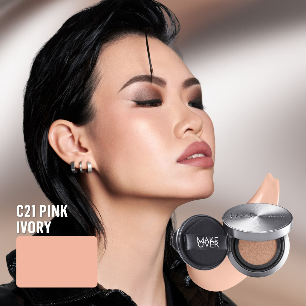 [SPECIAL 11.11] NEW! MAKE OVER Hydrastay Prismatic Glass Cushion - Glow Aqeela Sargio Cushion Plumpy Tahan Cuaca Panas Lembab Anti Crack Smudgeproof Tidak Cakey Tidak Crease High Coverage Tahan Banting Radiant Foundation Compact Makeup