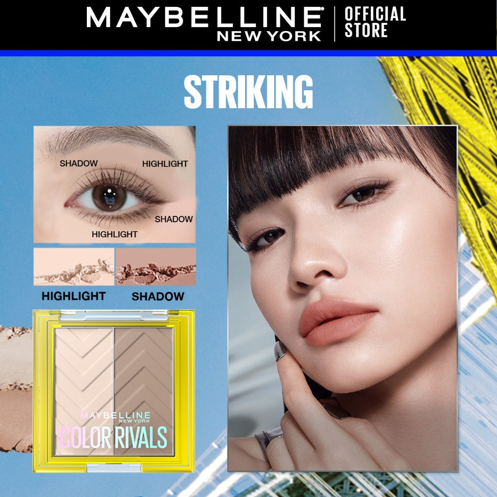 Maybelline Color Rivals Duo Shadow – Eyeshadow Waterproof Pigmented Glitter Tekstur Halus Tahan Seharian Easy to Blend