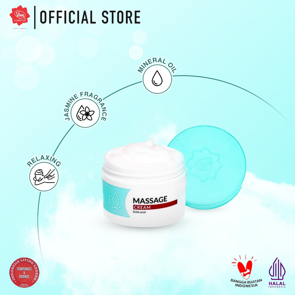 Viva Massage Cream (tersedia dalam 3 varian: 30 gr, 200 gr dan 550 gr)