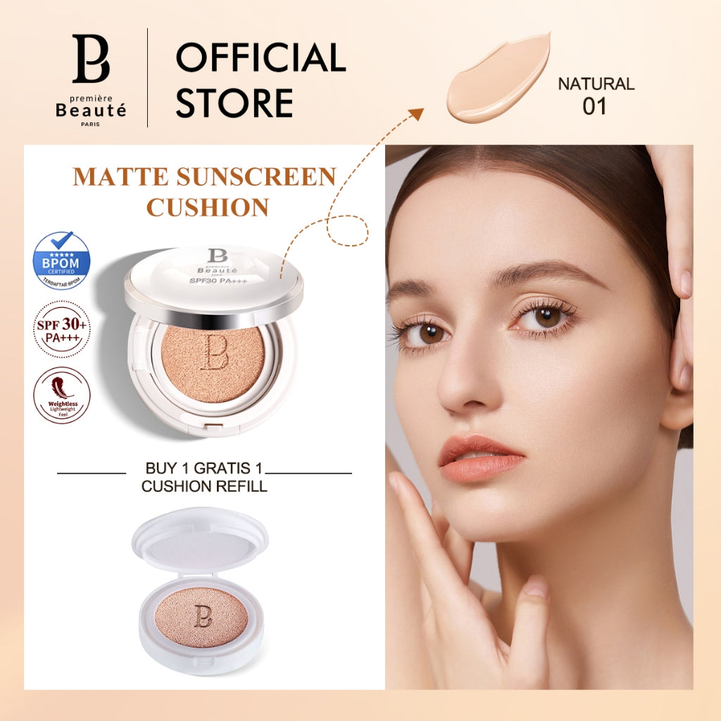 [NEW YEAR GIFT] PREMIERE BEAUTE Sunscreen Cushion SPF30 PA+++ [Buy 1 Gratis 1 CUSHION REFILL] Foundation 24H Long-lasting Perfect Cover Oil-Control Matte Waterproof Sweatproof Finish Poreless Cushion Refill BB CC Cream Makeup