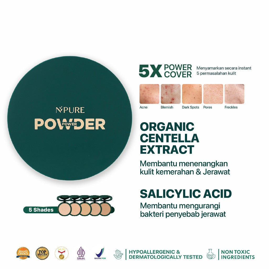 NPURE ACNE POWER COVER Power Powder / Bedak Cover Jerawat / Powder Fondation / Powder For Acne Skin / Bedak Kulit Berjerawat