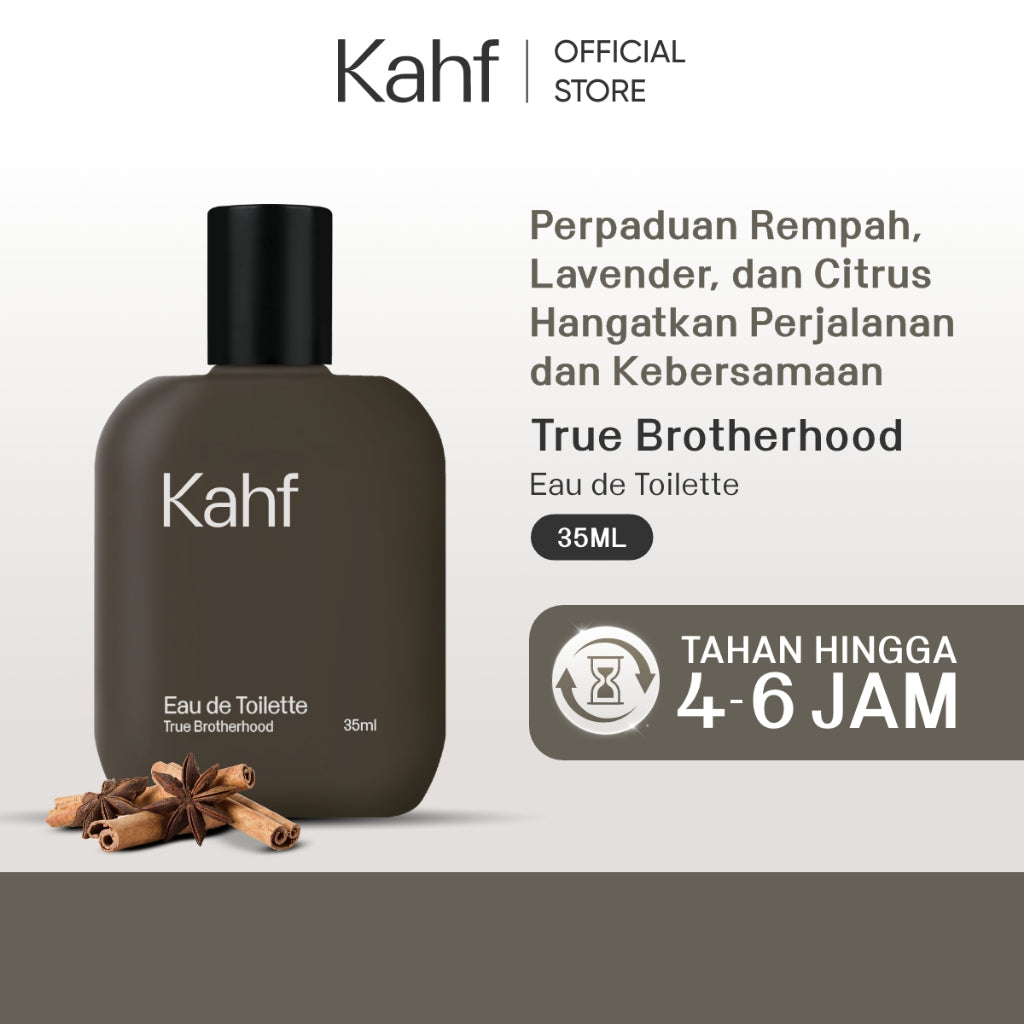 Kahf True Brotherhood Eau De Toilette 35 ml Long-Lasting Fragrance (EDT) - Perfume Scent Inspired by Nature (Cinnamon, Citrus, Tonka Beans, Lavender)  - Wangi Tahan Lama - Masculine Scent  香水