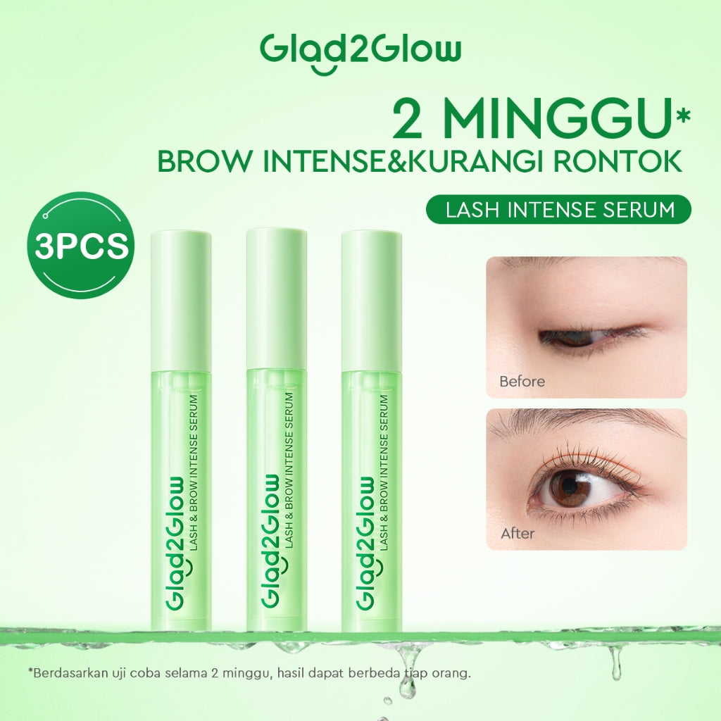 Glad2Glow 2in1 Eyelash & BROW INTENSE SERUM Eyelash Extension -Serum Penumbuh Bulu Mata dan Alis g2glow official store