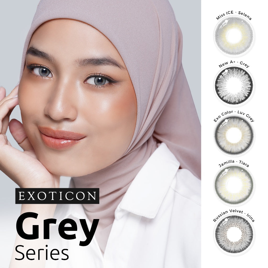 Exoticon Softlens Grey Series I Irina | Selena | New A+ Grey | Jamilla Tiara | Exo Color Luv Grey