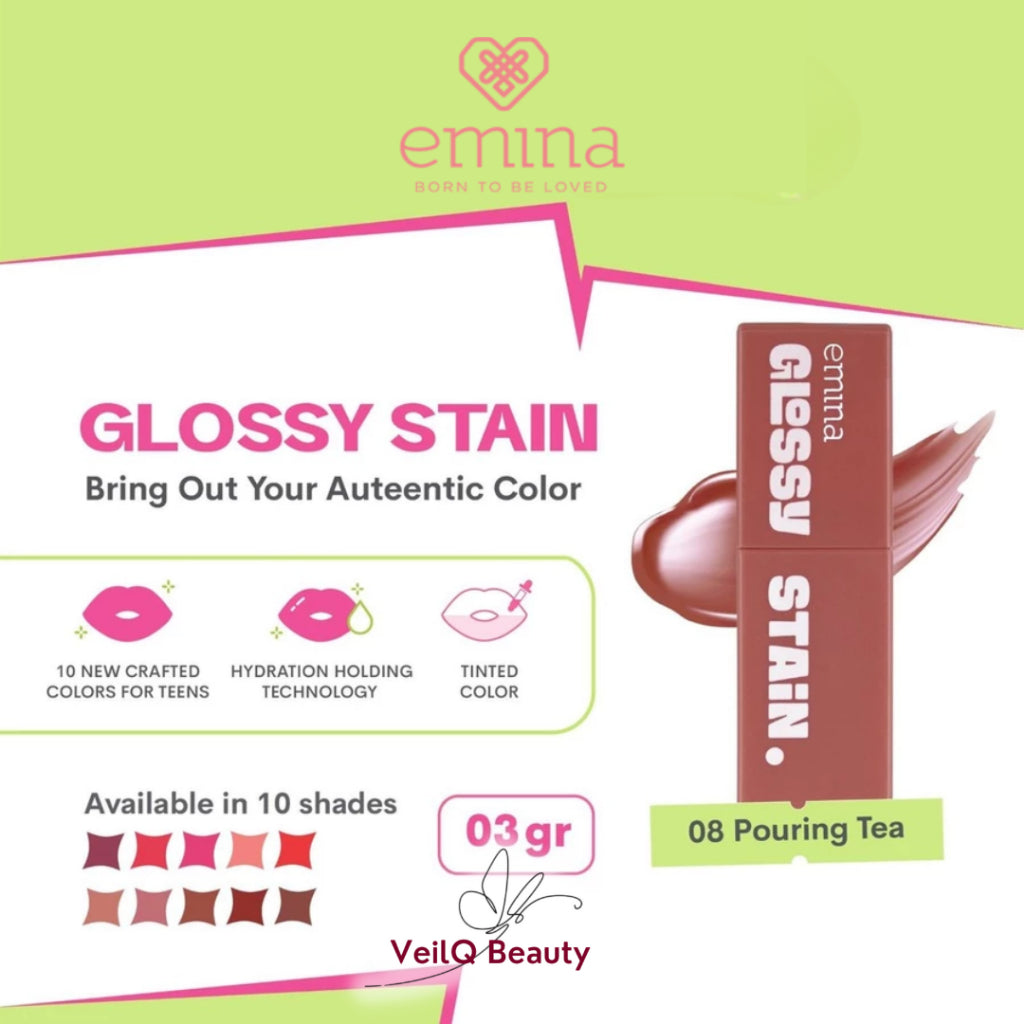 Emina Glossy Stain Lip Tint Bibir Glossy Finish Melembabkan