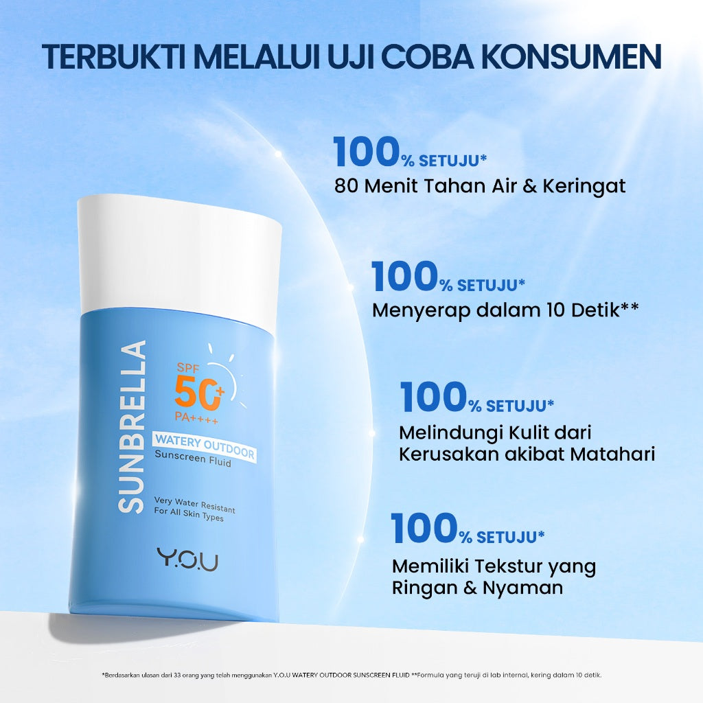 [NEW LAUNCH]  YOU Sunbrella Watery Outdoor Sunscreen Fluid Sunscreen Waterproof Sunscreen wajah dan tubuh Sunscreen Outdoor Sunscreen SPF 50
