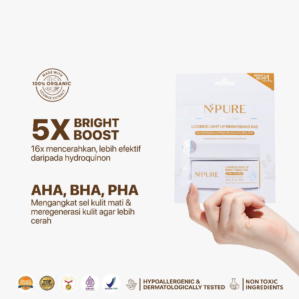 NPURE Acne Clear Pad Cica Sachet / Licorice Light Up Brightening Pads ZipLock