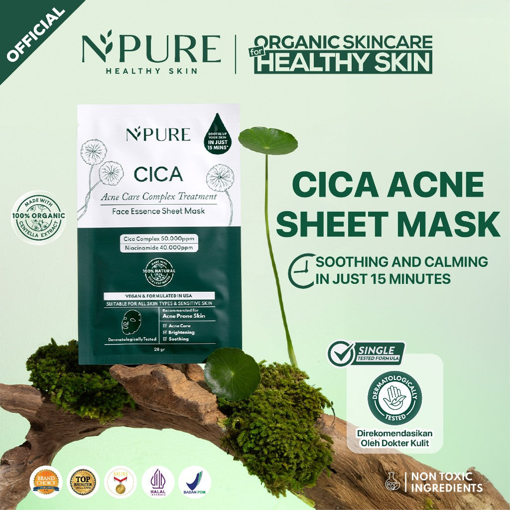 SHEET MASK - NPURE Sheet Mask Cica / Anti Acne Sheet Mask / Masker Wajah Anti Jerawat