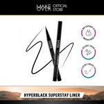 MAKE OVER Hyperblack Superstay Liner - Eyeliner BEST SELLER Hitam Pigmented Waterproof Smudgeproof Tahan Seharian Tidak Luntur untuk Daily Pesta Part Wing Liner